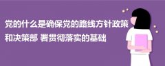 党的什么是确保党的路线方针政策和决策部署贯彻落实的基础