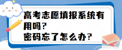 高考志愿填报系统有用吗？密码忘了怎么办？